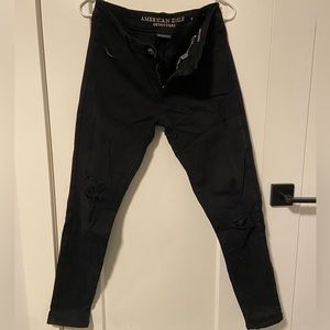 American Eagle Super Stretch X Black Jeans with Rips
